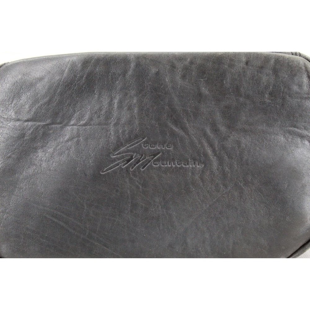 Stone Mountain Black Leather Zip Top Purse Shoulder Bag Handbag - Picture 6 of 8